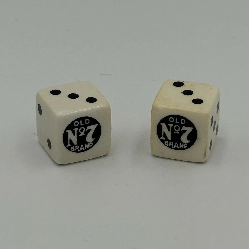 Vintage Jack Daniels Old No 7 Brand Whiskey Pair of Dice Home Bar‎ Man Cave